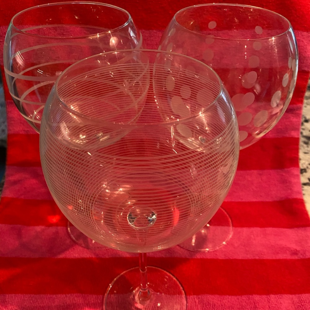 3 Mikasa Cheers Balloon Wine Glasses